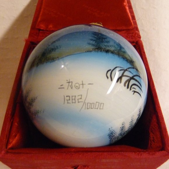 2 Inside Art Blown Glass Hand Painted Ornaments by FIGI Bald Eagle & Coyotes - Picture 8 of 11